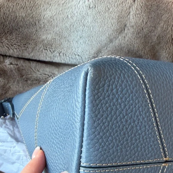 Aspinal of London Heritage Blue Pebble Leather Hobo Tote Bag - Picture 13 of 16